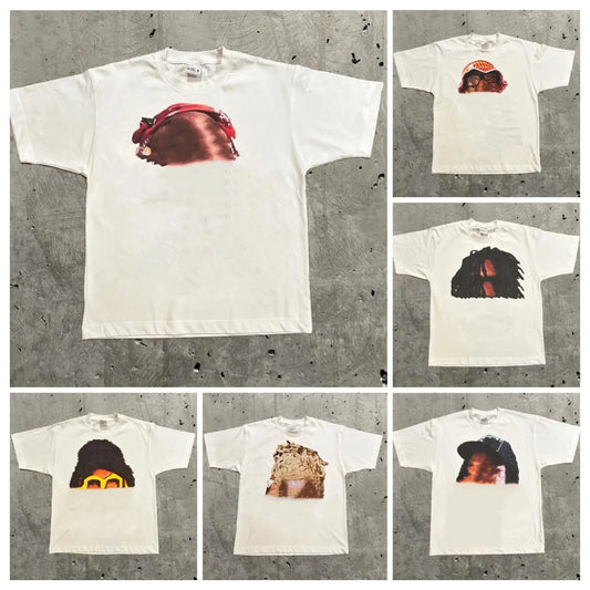 Designer Men'S T Shirts High Street Y2K Shirt Retro Trend Portrait Print Short Sleeve T-Shirt for Men Goth Harajuku Hip Hop Couple Casual Loose
