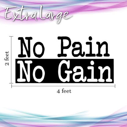 Extra Large Gym Wall Decal | No Pain No Gain Inspirational Gym Decor Wall Sticker Quote | 2 Ft X 4 Ft Huge Wall Art Decoration Big Vinyl Lettering Motivation Home Gym Decor | Workout Fitness Exercise