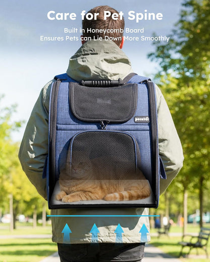Pet Carrier Backpack, Cat Backpack Carrier, Expandable with Breathable Mesh for Small Dogs Cats, Dog Backpack Bag for Hiking Travel Camping Hold Pets up to 18 Lbs